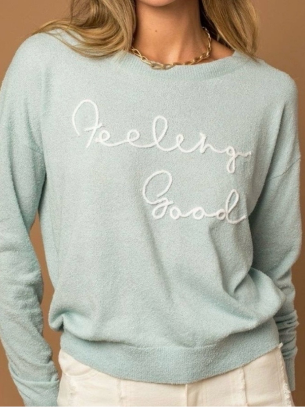 NWOT Feeling Good Mint Crewneck Sweater